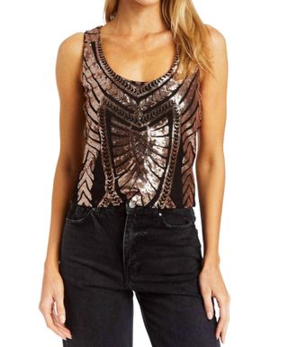 Drew Emi Front To Back Sequin Tank In Copper