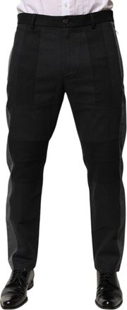 Dolce & Gabbana Black Gray Cotton Dress Formal Trouser Mens Pants