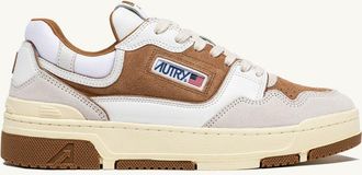 Autry CLC LOW SNEAKERS IN WHITE AND CIGAR LEATHER AND SUEDE