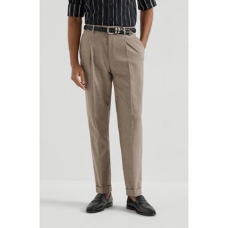 Brunello Cucinelli Trousers with pleats in Light Brown at Nordstrom, Size 52 It