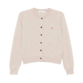 Maison Kitsun&eacute; Cardigans, female, Beige, M, Wool Cardigan