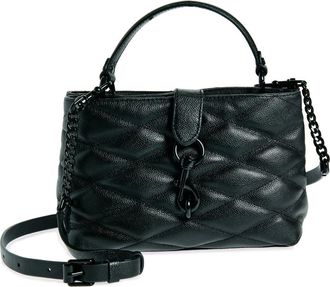 Rebecca Minkoff Edie Leather Top Handle Satchel in Black at Nordstrom Rack