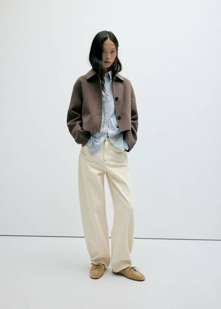 Mango Giacca lana revers marrone medio - Donna - XXS - MANGO