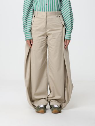 Loewe Pantaloni wide leg in seta e cotone a vita alta con drappeggio
