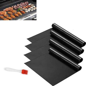 No Brand Juego De 4 Tapetes Antiadherentes Para Parrilla De Barbacoa, Bandejas Para Hornear, Protector De Rejilla De Barbacoa, Accesorios Para Barbacoa - 40x50