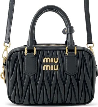 Miu Miu 2021-2025 Matelasse Nappa Arcadie tas - Zwart