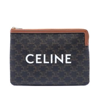 Celine Pre-owned Celine Small Triomphe Coated Canvas Clutch Unisex 1ZL8R2HN9QV31G30