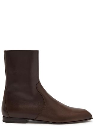 Khaite Colt Glossed Leather Ankle Boots - Brown - 36 (IT36/ UK3)
