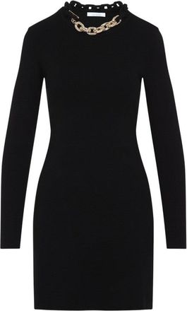 Paco Rabanne Black Silk-Cotton Blend Dress With Chain Detail