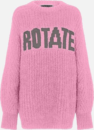 Rotate Womens Knitted Logo Sweater in Lilac Wool - Size 12 UK