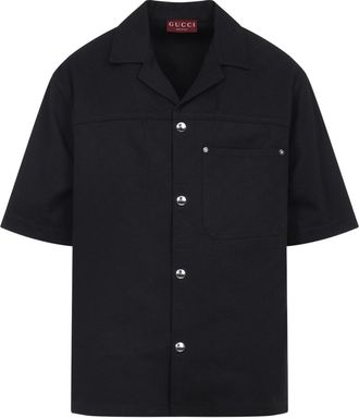 Gucci Mens Gg Jacquard Shirt - Black Cotton - Size EU 48 (Mens)