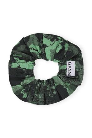Ganni Printed Cotton Scrunchie in Peapod Womens