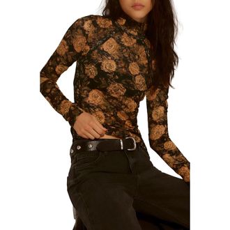 Free People Lyric Floral Lace Top in Black Combo at Nordstrom Rack, Size X-Small