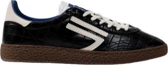 Puraai Zwarte krokodil vegan sneakers - Heren - Sneakers - Zwart - 46 EU - Leer - Schoenen