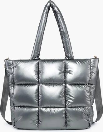 Jen & Co. Womens Kiersten Puffer Hobo Bag With Strap In Grey