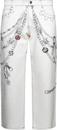 John Richmond Ornamental Graphic Straight Jeans - Heren - Regular Fit Jeans - Wit - S - Jeans