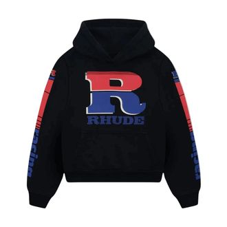 Rhude Hoodies, male, Black, Size: XS Split Petrol Logo Hoodie Vintage