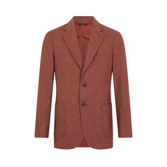Brooks Brothers Melange Wool Blend Blazer - Heren - Blazers - Oranje - 2XL - Katoen - Jassen