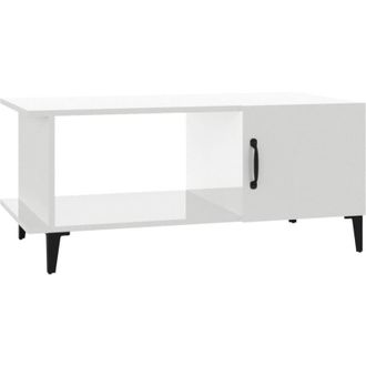 vidaXL Tavolino da Salotto Bianco Lucido 90x50x40 cm Legno Multistrato - Vidaxl