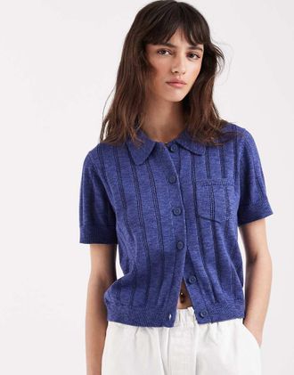 Wrangler Cardigan con una tasca color cobalto-Blu