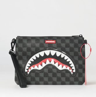 Sprayground Pouch in cotone spalmato saffiano a scacchi con logo