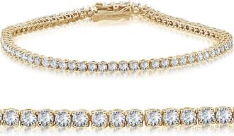 Pompeii3 14k Yellow Gold 3 ct Round Cut Diamond Tennis Bracelet 7