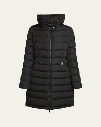 Moncler Flammette Hooded Long Down Jacket