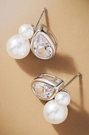 Shashi Faura Crystal & Pearl Stud Earrings