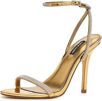 Nine West Stodia Womens Dress Sandals Bronze Mirror Metallic : 7.5 M, Faux Leather