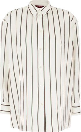 Gucci Shirts, female, White, Size: XS Web Silk Jacquard Shirt