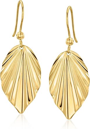 Ross-Simons Italian 10kt Yellow Gold Leaf Drop Earrings