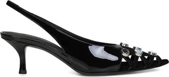 The Attico 50mm leren slingback pumps - Zwart