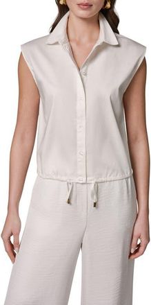 DKNY Drawstring Hem Cap Sleeve Shirt in Cream at Nordstrom, Size X-Small