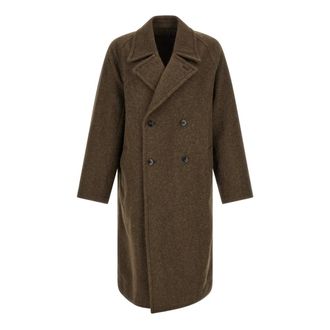 Christophe Lemaire Zacht double-breasted jas - Heren - Mantel - Bruin - M - Wol - Jassen