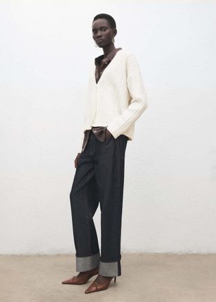 Mango Cardigan maglia intrecciata grezzo - Donna - XS - MANGO