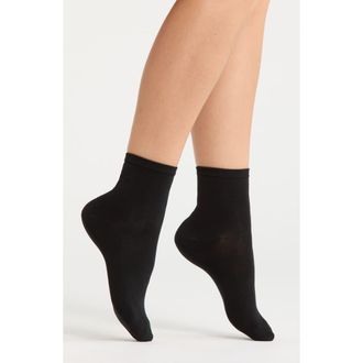 Nordstrom Everyday Low Flat Knit Crew Socks in Black at Nordstrom, Size 9