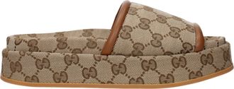 Gucci Damens Beige Hausschuhe und Clogs aus Stoff