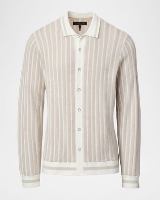 Rag & Bone Mens Harvey Stripe Knit Button-Down Shirt