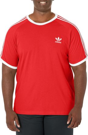 adidas Originals Mens Adicolor 3-Stripes Tee, Scarlet/White, Medium