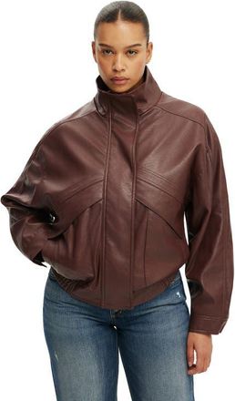 Cotton On Womens Theo Faux Leather Bomber in Wild Cherry at Nordstrom, Size Xx-Small/x-Small