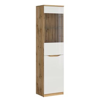 Petits Meubles Vitrina 1 puerta tableros de aglomerado laminados blanco y madera