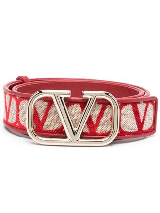 Valentino Garavani Cintura con fibbia monogramma - Rosso
