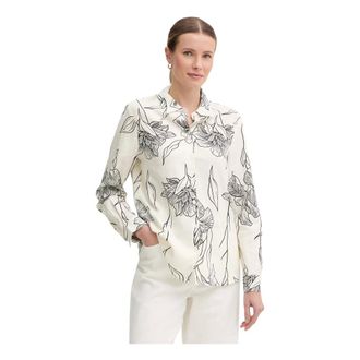 Gaud&igrave; Overhemden, Dames, Beige, XS, Linnen, Floral Linnen Blouse