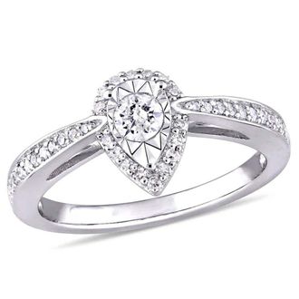 Amour 1/3 CT TW Diamond Teardrop Halo Ring In Sterling Silver