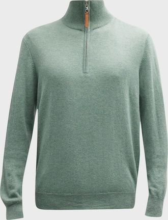 Neiman Marcus Men & apos;s Wool-Cashmere 1/4-Zip Sweater