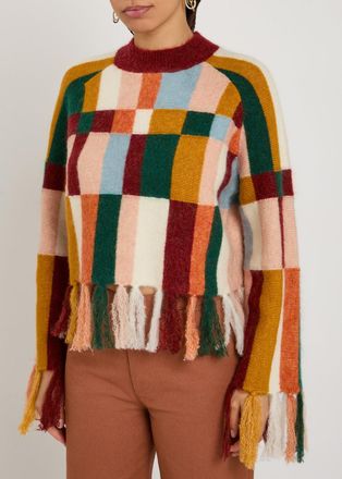 Alemais Alemais Marojerelle Checked Wool-blend Jumper - Multicoloured - XL (UK16 / XL)