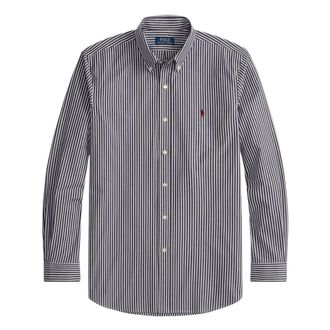 Ralph Lauren Casual Shirts, male, Blue, Size: XL Custom Fit Stripe Poplin Shirt