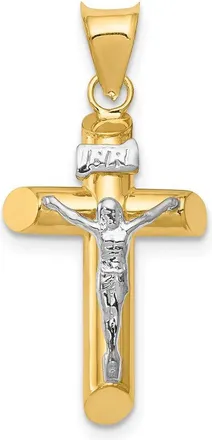 Diamond2Deal 14k Two-tone Gold Polished Crucifix Pendant