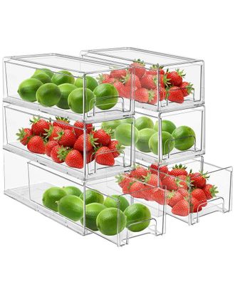 Sorbus Pack of 6 Clear Stackable Refrigerator Drawers
