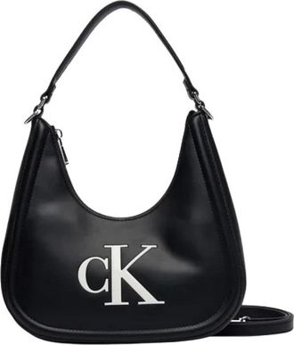 Calvin Klein Signature Monogram Crescent Schoudertas - Dames - Schoudertassen - Zwart - ONE Size - Tassen